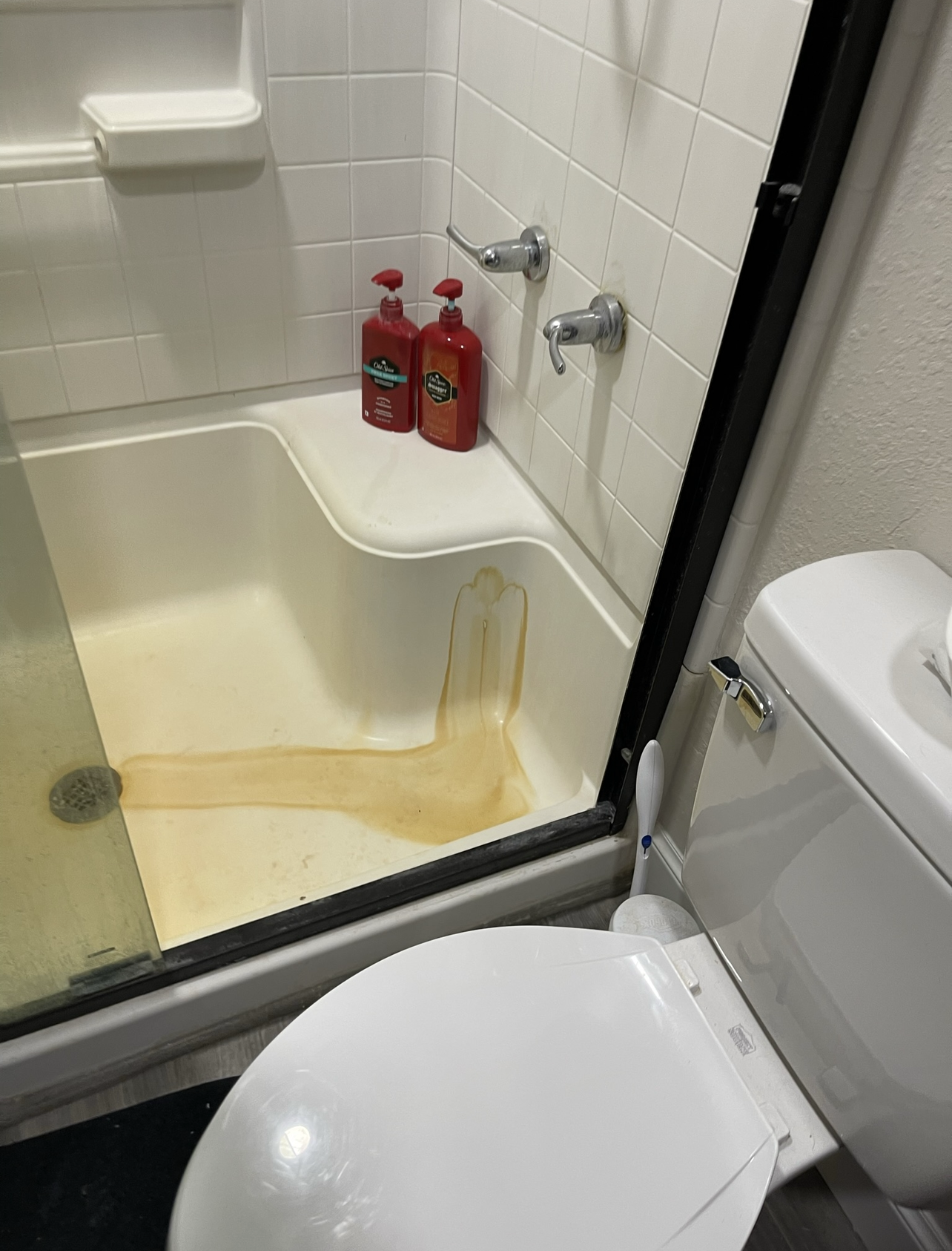 Iron staining on shower tile — Lindsay